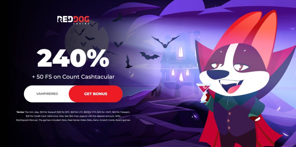 Red Dog Casino 240% Bonus + 55 Free Spins