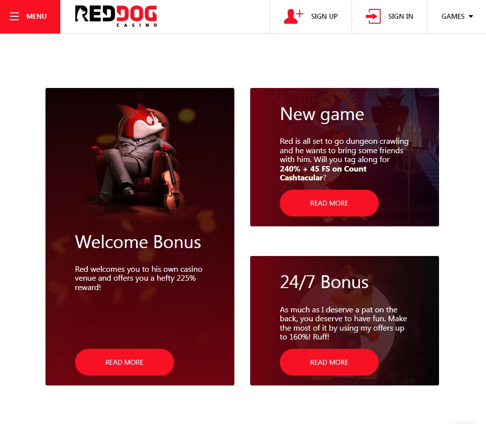 red dog casino bonus free games